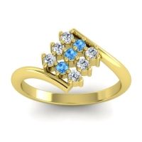 Swiss Blue Topaz Fashion Ring In 18k Yellow Gold With Diamond – Navaza Simple Ring