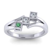 Lab Diamond Fashion Ring In 14k White Gold With Emerald And Diamond – Kriya Dainty Ring