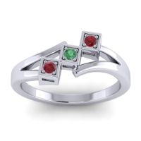 Emerald Fashion Ring In 14k White Gold With Ruby – Kriya Dainty Ring