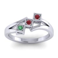 Ruby Fashion Ring In 14k White Gold With Emerald – Kriya Dainty Ring