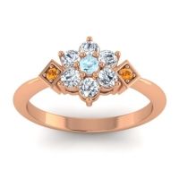 Aquamarine Fashion Ring In 14K Rose Gold With Diamond And Citrine – Abja Simple Ring