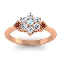 Aquamarine Fashion Ring In 14K Rose Gold With Diamond And Garnet – Abja Simple Ring