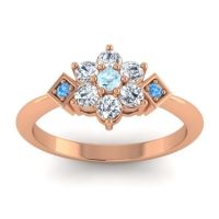 Aquamarine Fashion Ring In 14K Rose Gold With Diamond And Swiss Blue Topaz – Abja Simple Ring