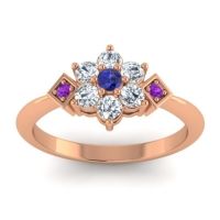 Blue Sapphire Fashion Ring In 14K Rose Gold With Diamond And Amethyst – Abja Simple Ring