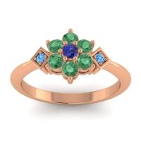 Blue Sapphire Fashion Ring In 18K Rose Gold With Emerald And Swiss Blue Topaz – Abja Simple Ring