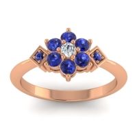 Diamond Fashion Ring In 18K Rose Gold With Blue Sapphire – Abja Simple Ring