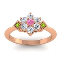 Pink Tourmaline Fashion Ring In 14K Rose Gold With Diamond And Peridot – Abja Simple Ring