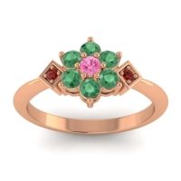 Pink Tourmaline Fashion Ring In 18K Rose Gold With Emerald And Garnet – Abja Simple Ring