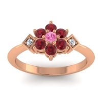 Pink Tourmaline Fashion Ring In 18K Rose Gold With Ruby And Diamond – Abja Simple Ring
