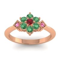 Ruby Fashion Ring In 18K Rose Gold With Emerald And Pink Tourmaline – Abja Simple Ring