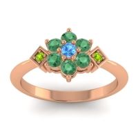 Swiss Blue Topaz Fashion Ring In 18K Rose Gold With Emerald And Peridot – Abja Simple Ring