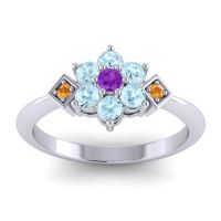 Amethyst Fashion Ring In Palladium With Aquamarine And Citrine – Abja Simple Ring