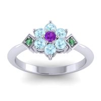 Amethyst Fashion Ring In Platinum With Aquamarine And Emerald – Abja Simple Ring