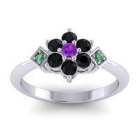 Amethyst Fashion Ring In Palladium With Black Onyx And Emerald – Abja Simple Ring