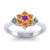 Amethyst Fashion Ring In Palladium With Citrine And Emerald – Abja Simple Ring