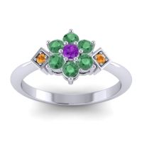 Amethyst Fashion Ring In Palladium With Emerald And Citrine – Abja Simple Ring