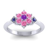 Amethyst Fashion Ring In Palladium With Pink Tourmaline And Blue Sapphire – Abja Simple Ring