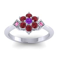 Amethyst Fashion Ring In Palladium With Ruby And Pink Tourmaline – Abja Simple Ring