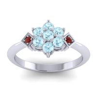 Aquamarine Fashion Ring In Palladium With Garnet – Abja Simple Ring