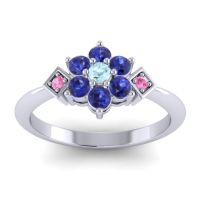 Aquamarine Fashion Ring In Palladium With Blue Sapphire And Pink Tourmaline – Abja Simple Ring