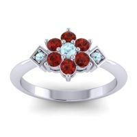 Aquamarine Fashion Ring In Palladium With Garnet – Abja Simple Ring