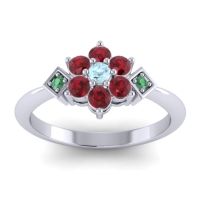 Aquamarine Fashion Ring In Palladium With Ruby And Emerald – Abja Simple Ring