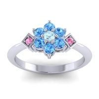Aquamarine Fashion Ring In Palladium With Swiss Blue Topaz And Pink Tourmaline – Abja Simple Ring
