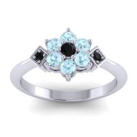 Black Onyx Fashion Ring In Palladium With Aquamarine – Abja Simple Ring