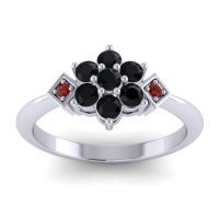 Black Onyx Fashion Ring In Palladium With Garnet – Abja Simple Ring