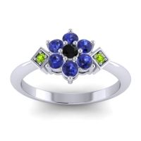 Black Onyx Fashion Ring In Palladium With Blue Sapphire And Peridot – Abja Simple Ring