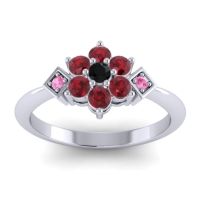 Black Onyx Fashion Ring In Palladium With Ruby And Pink Tourmaline – Abja Simple Ring