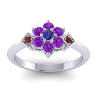 Blue Sapphire Fashion Ring In Palladium With Amethyst And Garnet – Abja Simple Ring