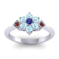 Blue Sapphire Fashion Ring In Platinum With Aquamarine And Garnet – Abja Simple Ring