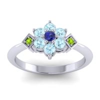 Blue Sapphire Fashion Ring In Platinum With Aquamarine And Peridot – Abja Simple Ring