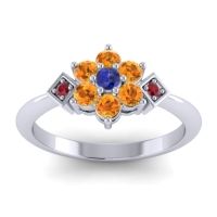 Blue Sapphire Fashion Ring In Palladium With Citrine And Ruby – Abja Simple Ring