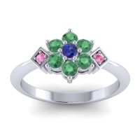 Blue Sapphire Fashion Ring In 18k White Gold With Emerald And Pink Tourmaline – Abja Simple Ring
