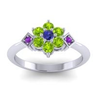 Blue Sapphire Fashion Ring In Palladium With Peridot And Amethyst – Abja Simple Ring