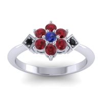 Blue Sapphire Fashion Ring In Platinum With Ruby And Black Onyx – Abja Simple Ring