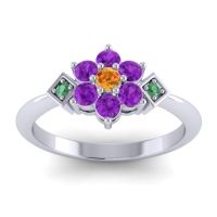 Citrine Fashion Ring In Palladium With Amethyst And Emerald – Abja Simple Ring