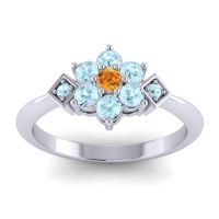 Citrine Fashion Ring In Palladium With Aquamarine – Abja Simple Ring