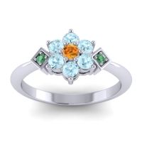Citrine Fashion Ring In Palladium With Aquamarine And Emerald – Abja Simple Ring