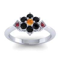 Citrine Fashion Ring In Palladium With Black Onyx And Ruby – Abja Simple Ring