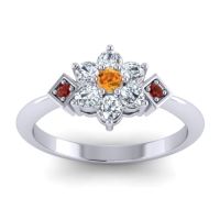 Citrine Fashion Ring In Platinum With Lab Diamond And Garnet – Abja Simple Ring