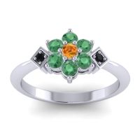 Citrine Fashion Ring In 18k White Gold With Emerald And Black Onyx – Abja Simple Ring