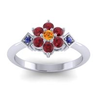 Citrine Fashion Ring In Palladium With Ruby And Blue Sapphire – Abja Simple Ring