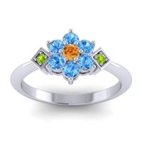 Citrine Fashion Ring In Palladium With Swiss Blue Topaz And Peridot – Abja Simple Ring