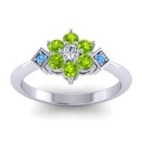 Lab Diamond Fashion Ring In Palladium With Peridot And Swiss Blue Topaz – Abja Simple Ring