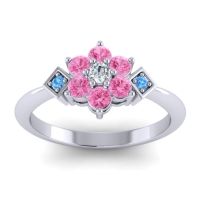 Lab Diamond Fashion Ring In Palladium With Pink Tourmaline And Swiss Blue Topaz – Abja Simple Ring