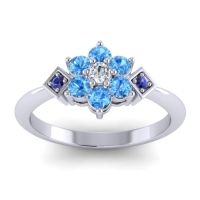 Lab Diamond Fashion Ring In Palladium With Swiss Blue Topaz And Blue Sapphire – Abja Simple Ring