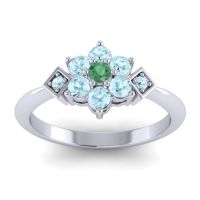 Emerald Fashion Ring In Platinum With Aquamarine – Abja Simple Ring